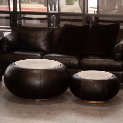 Pair of Faux Leather Storage Coffee Tables 