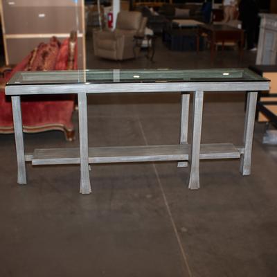 Custom Grey Console With Glass Top 