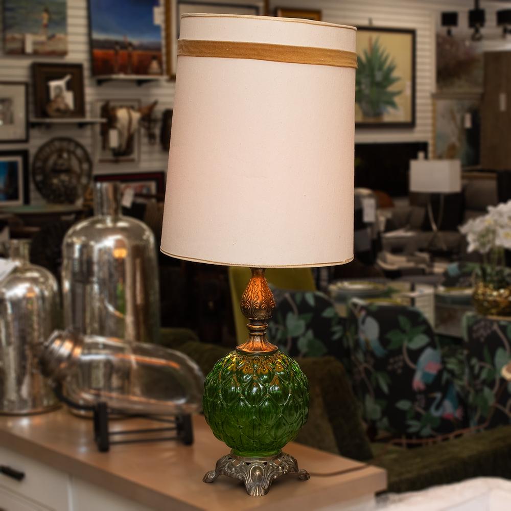 Vintage Glass Green Lamp
