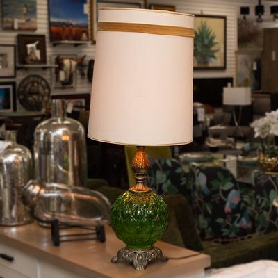 Vintage Glass Green Lamp 