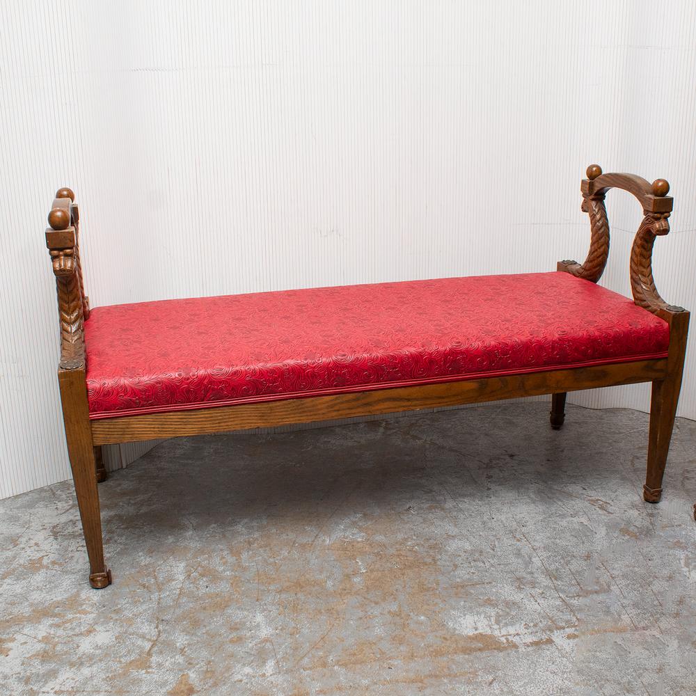 Minton Spidell Red Embossed Leather Bench