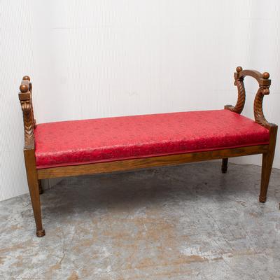 Minton Spidell Red Embossed Leather Bench 