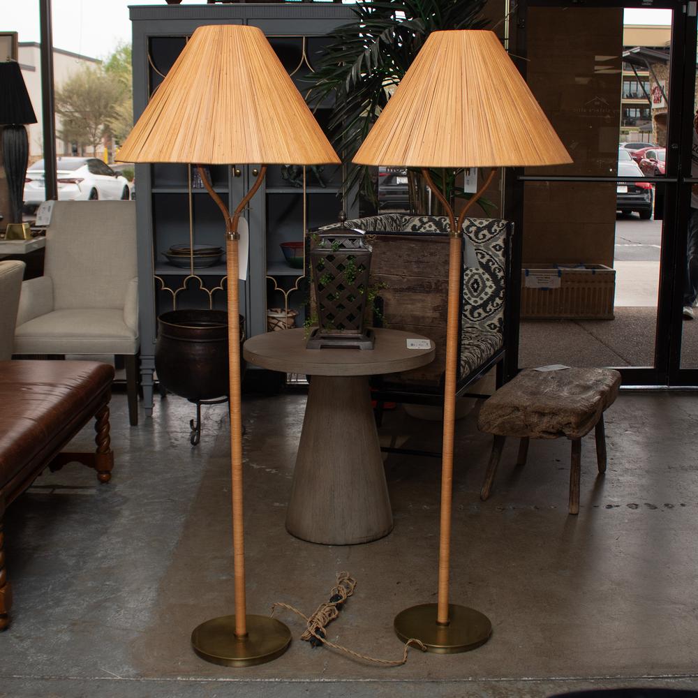 Anthropologie Pair Of Delphine Rattan Floor Lamps