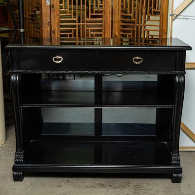 Drexel Heritage Black Stone Top Mirror Back Bar Table