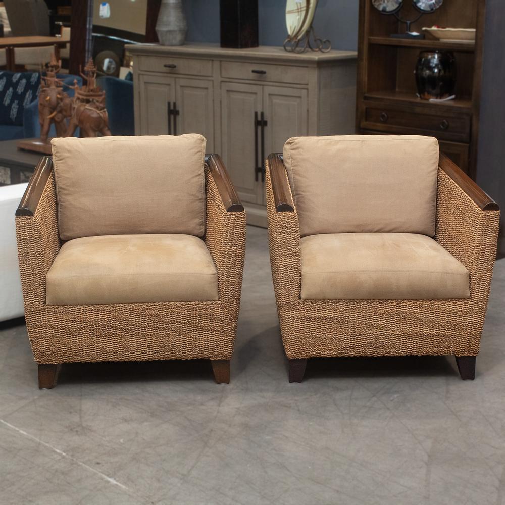 Palecek Pair Woven Armchairs