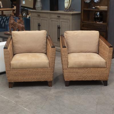 Palecek Pair Woven Armchairs 