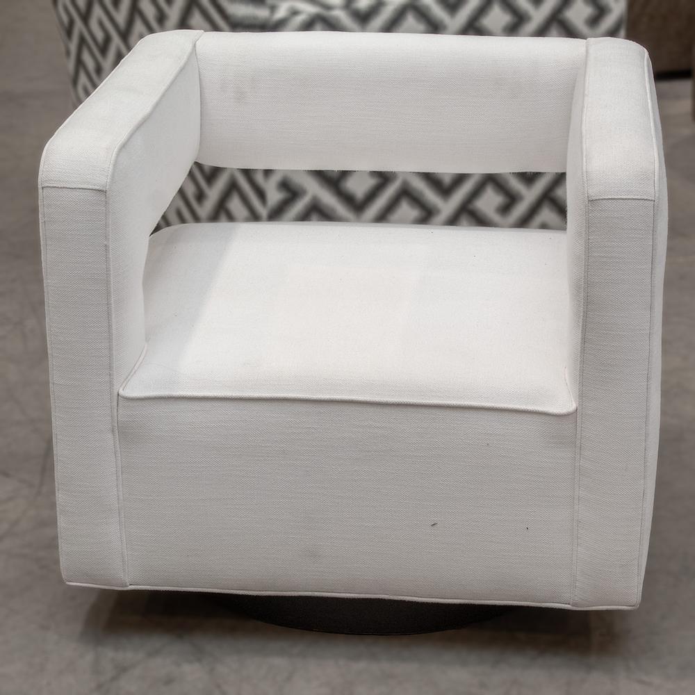 Restoration Hardware White Drew Swivel Chair