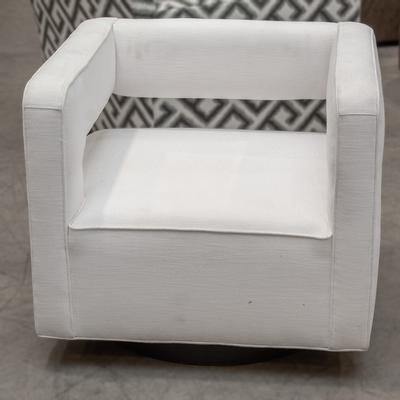 Restoration Hardware White Drew Swivel Chair 