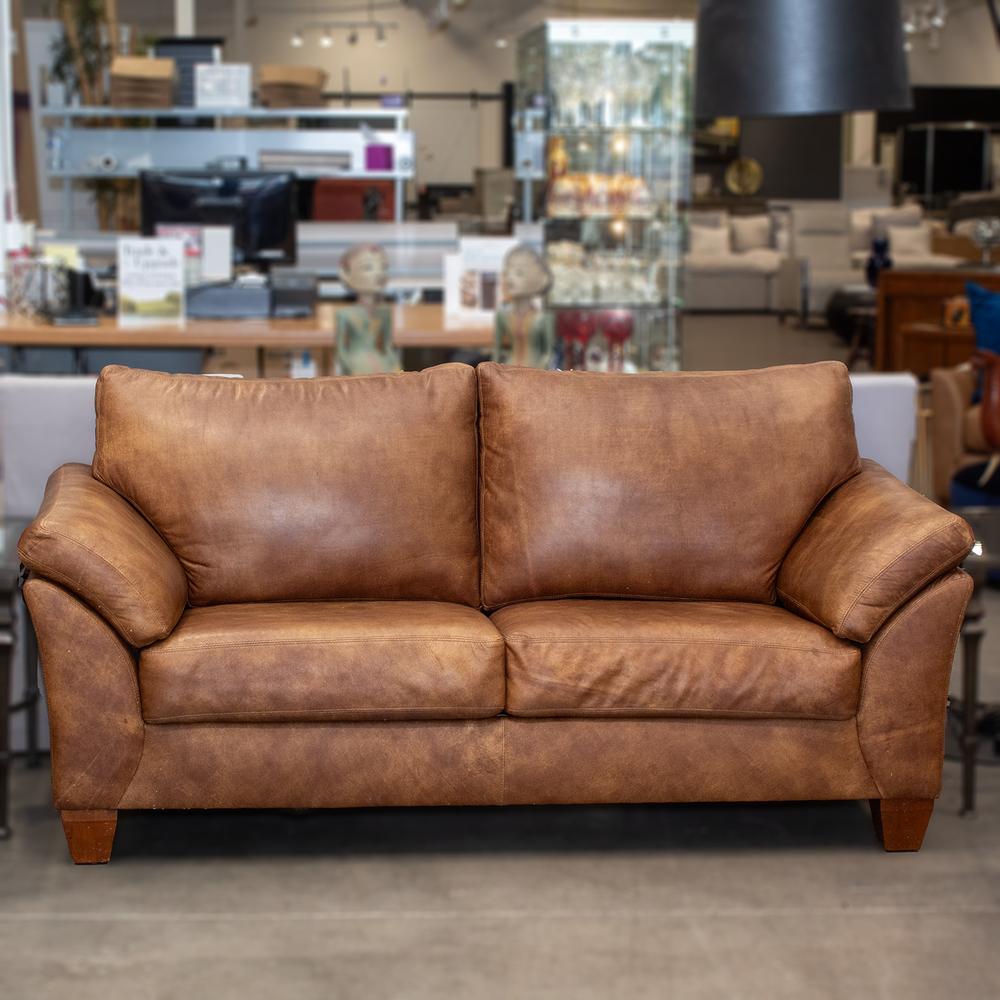 Creative Leather Cognac Leather Loveseat