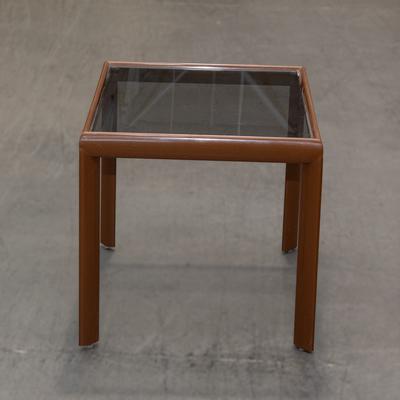 Mid-Century Smoked Glass End Table 