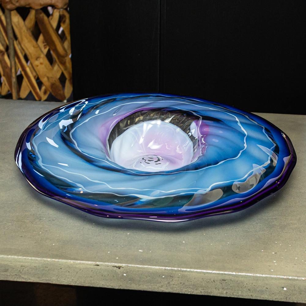 Ruskin Signed Blue Glass Bowl