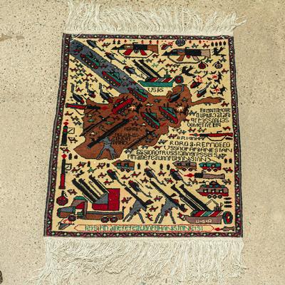 2.5X3FT Afghan War Rug Tanks Guns Helicopters