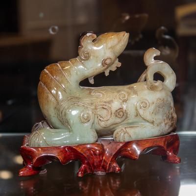 Chinese Jade Qilin With Stand 
