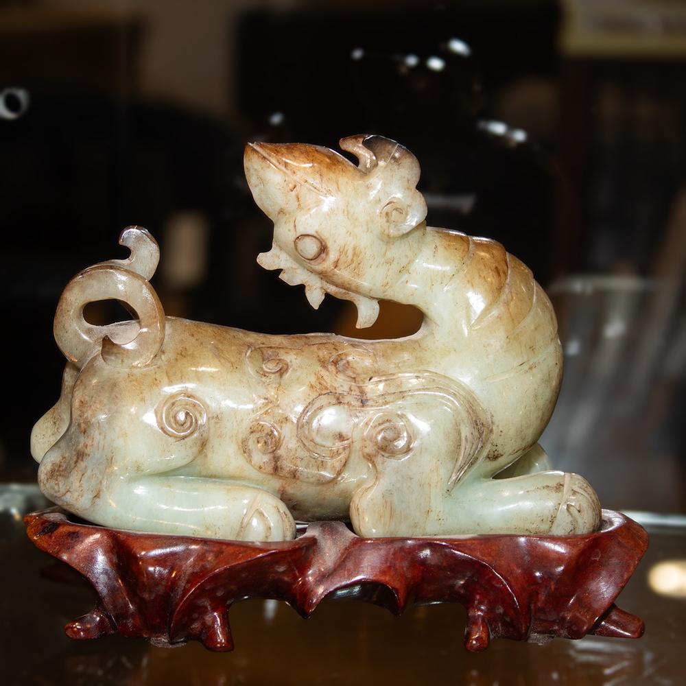 Chinese Jade Qilin With Stand