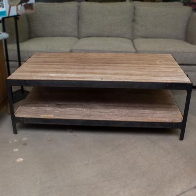 Wood Metal Industrial Rectangle Table 