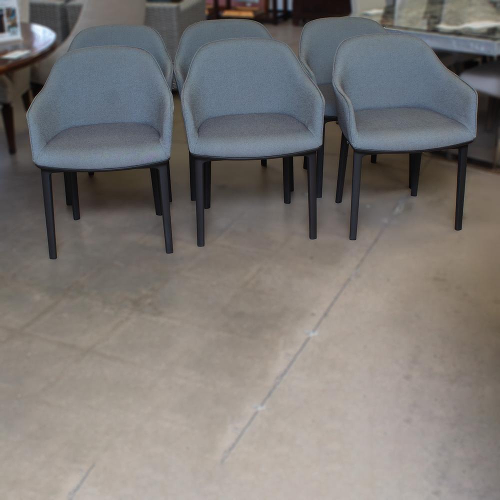 Vitra Set Of 6 Soft Shell Grey Fabric Dining Chairs