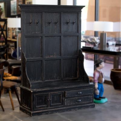 Potato Barn Black Rustic Wood Hall Tree 
