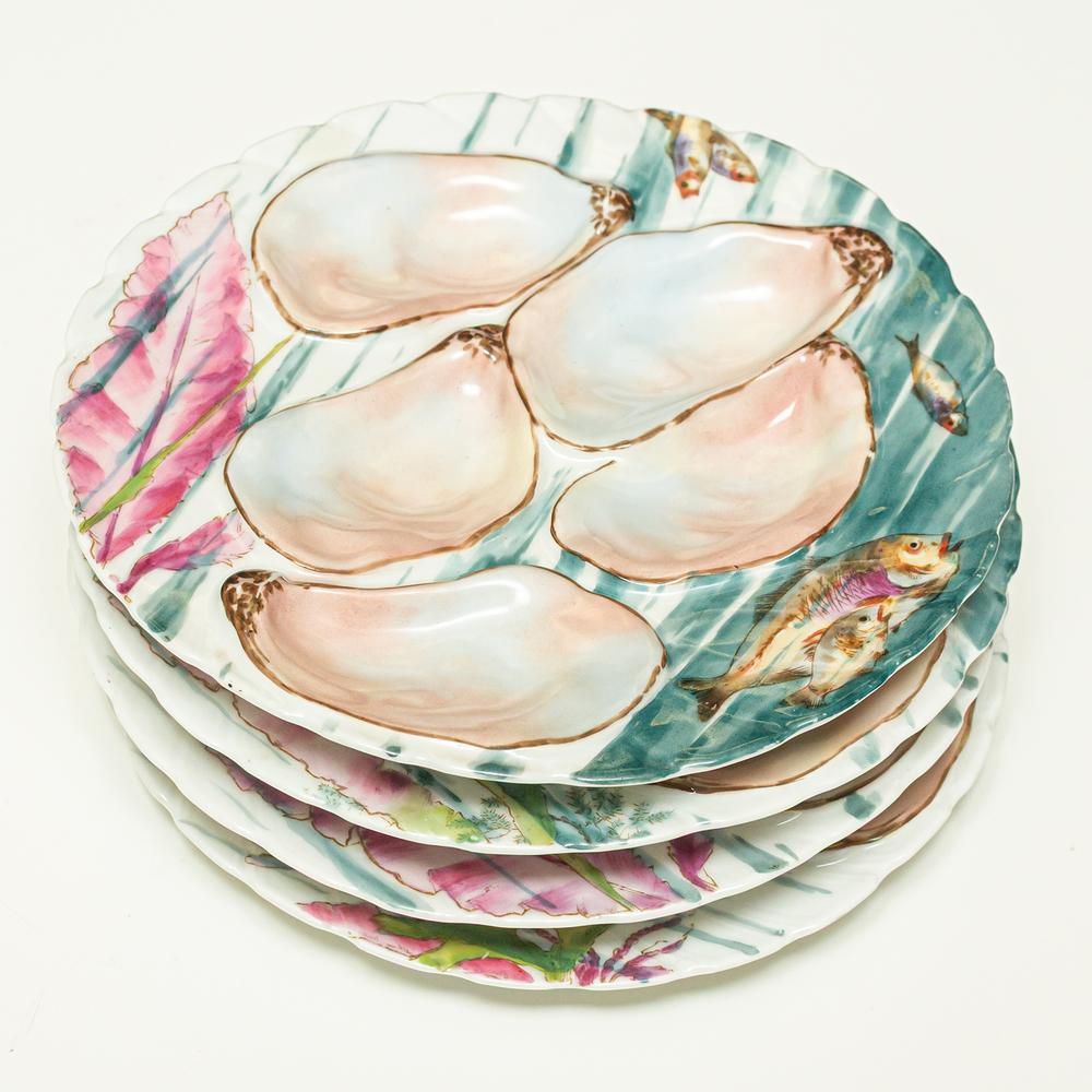 Set Of 4 Haviland Clark Adams Oyster Plates