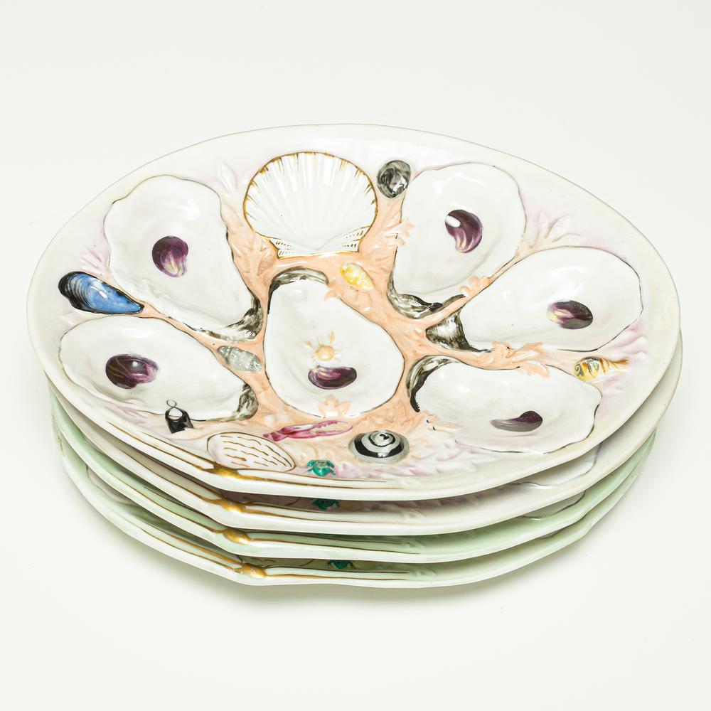 Set Of 4 Upw Oyster Plates