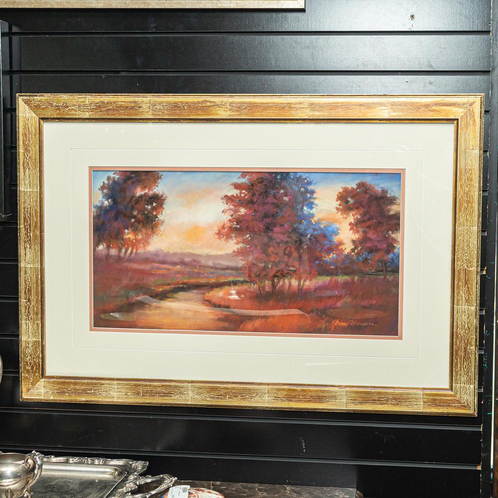 36x25 Nancy Thompson Red Landscape Painting