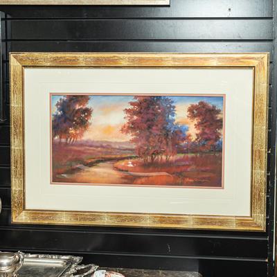 36x25 Nancy Thompson Red Landscape Painting