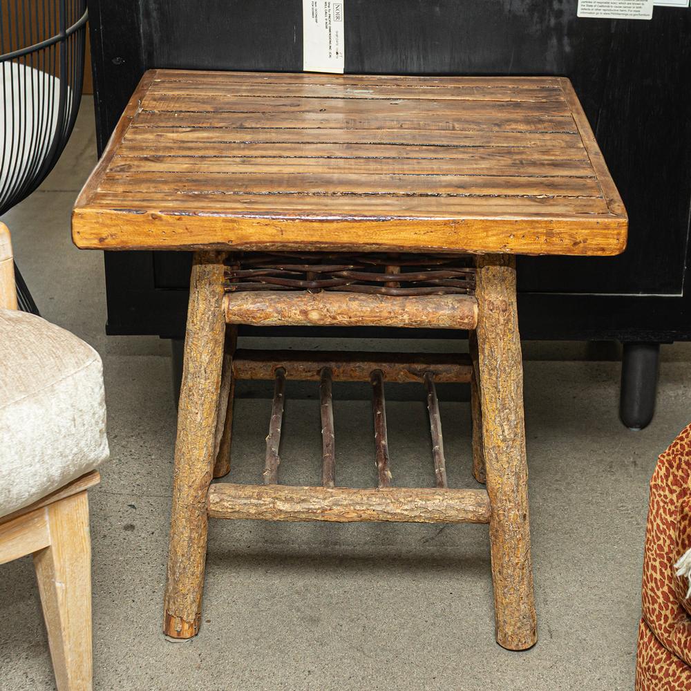Square Top Rustic Wood End Table