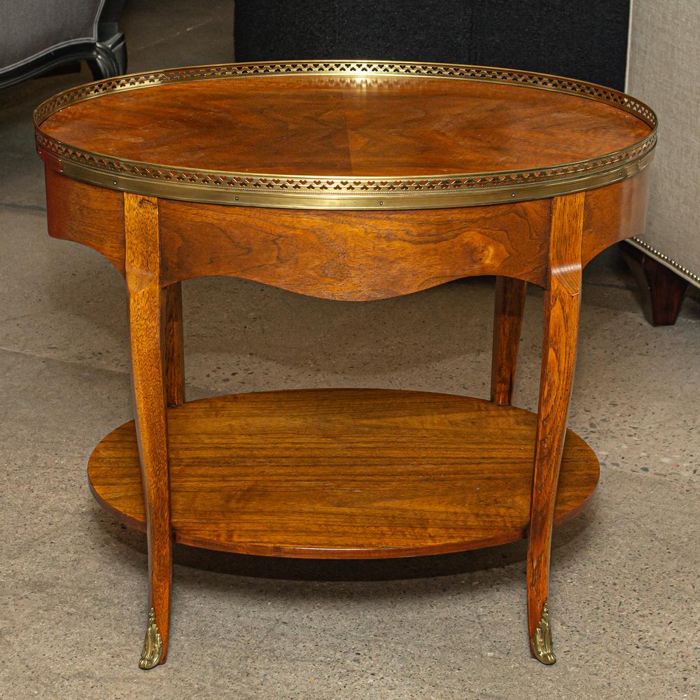 Baker Oval Brass Gallery 2 Tier End Table