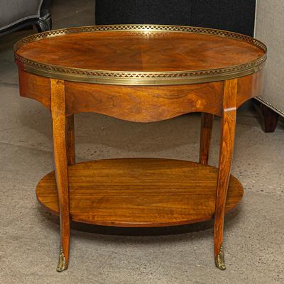 Baker Oval Brass Gallery 2 Tier End Table