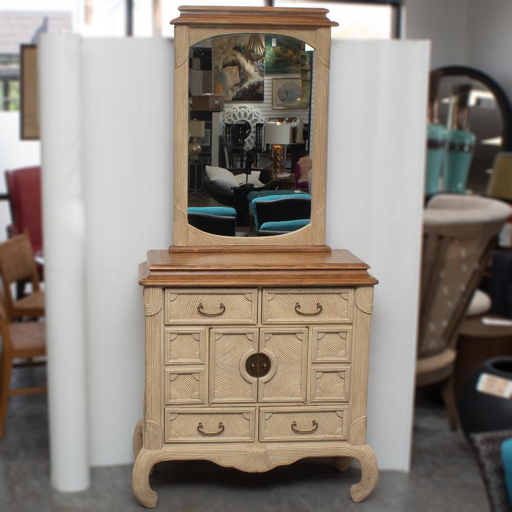 Drexel Cream Heritage Table With Mirror