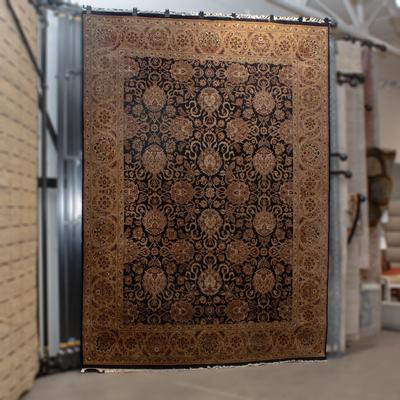 Floral Black  Medallion Rug 