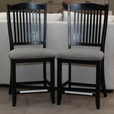 Canadel  Grey Pair Slat Back Counter Stools 