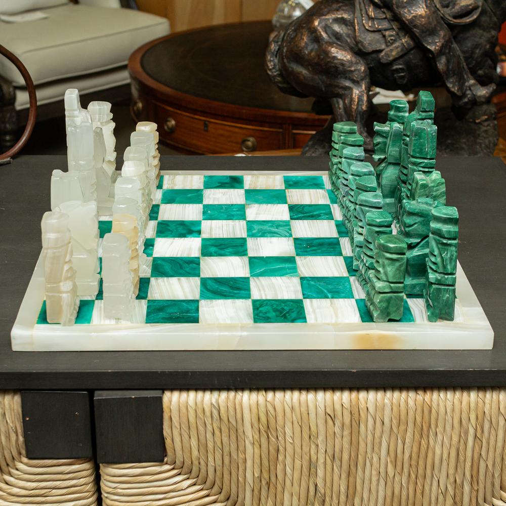 White & Green Marble Chess Set