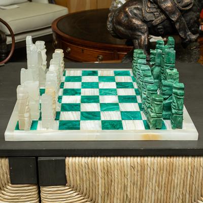 White & Green Marble Chess Set