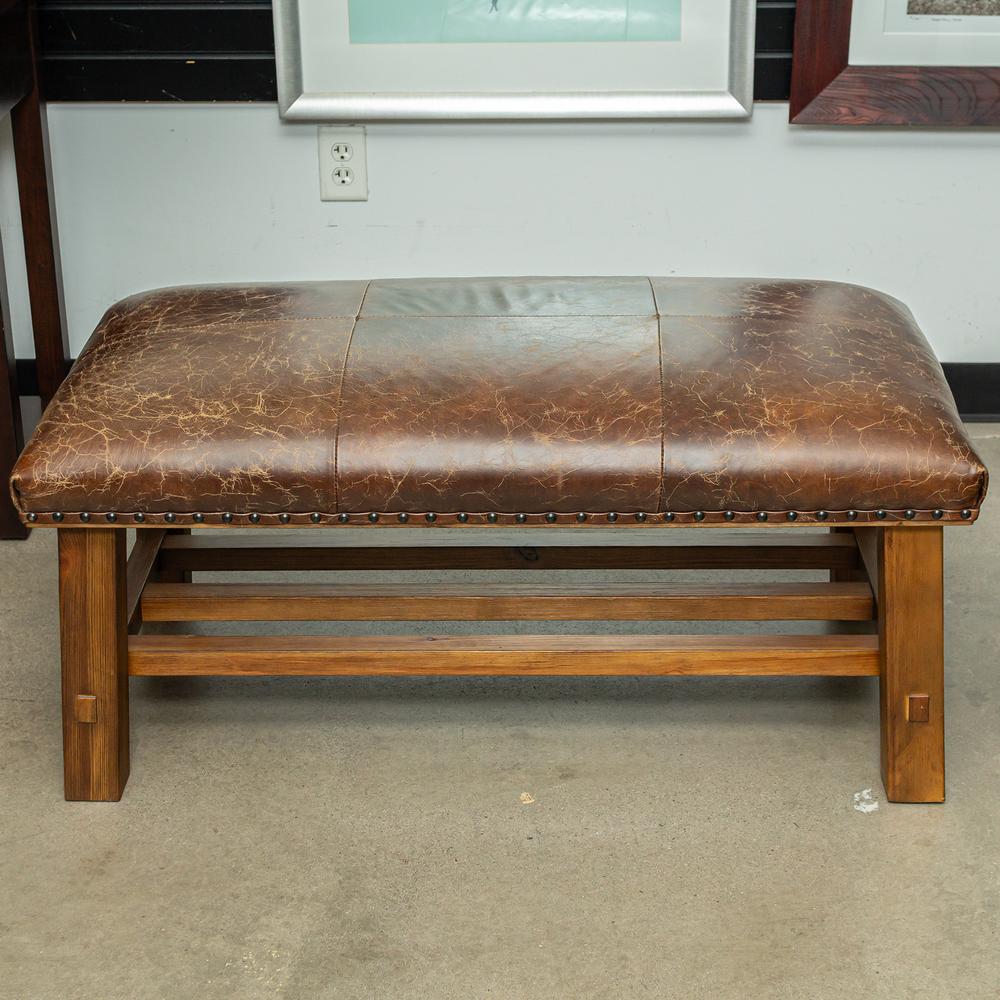 Pottery Barn Leather Top Caden Bench