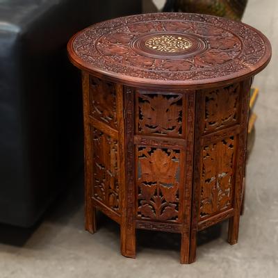 Anglo-Indian Carved End Table 