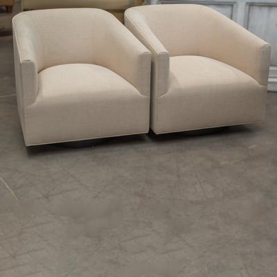 Restoration Hardware Pair Italian Shelter Swivel Chairs 