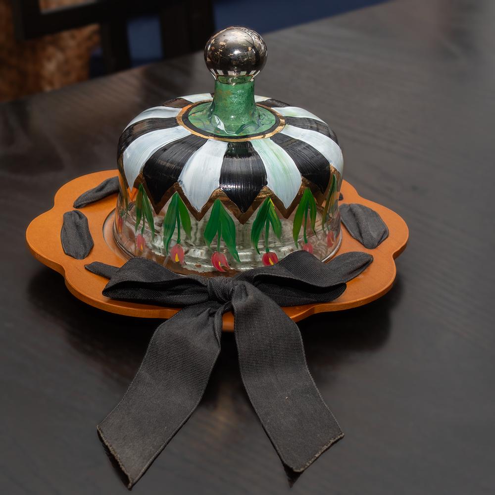 Mackenzie Childs Cheese Board/Glass Dome