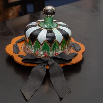 Mackenzie Childs Cheese Board/Glass Dome 