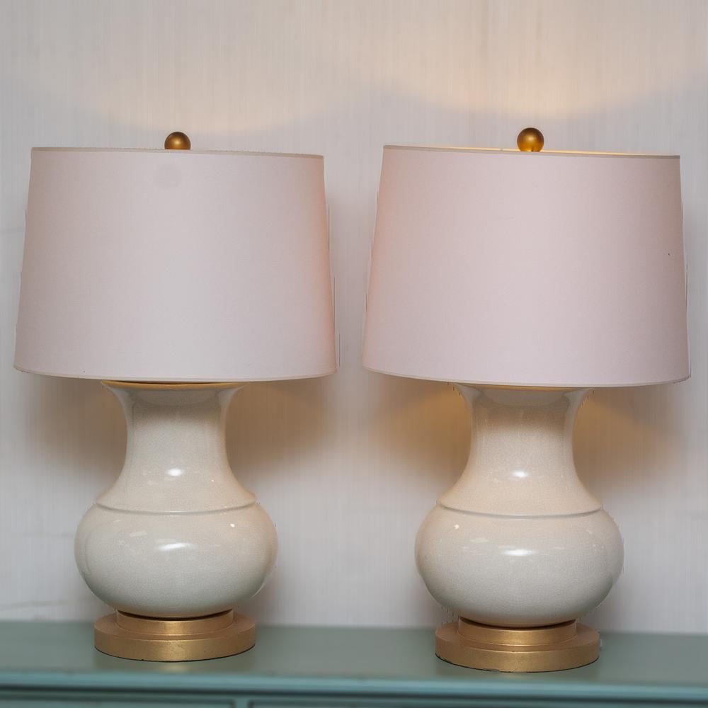 Visual Comfort White Pair Deauville Table Lamps