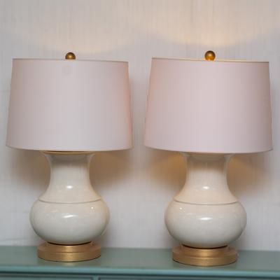 Visual Comfort White Pair Deauville Table Lamps 