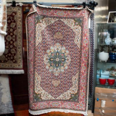 Vibrant Pink and Green Rug 