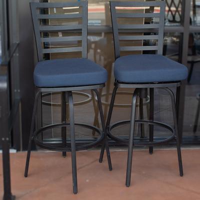Mallin Pair Ladderback Bar Stools With Cushion 
