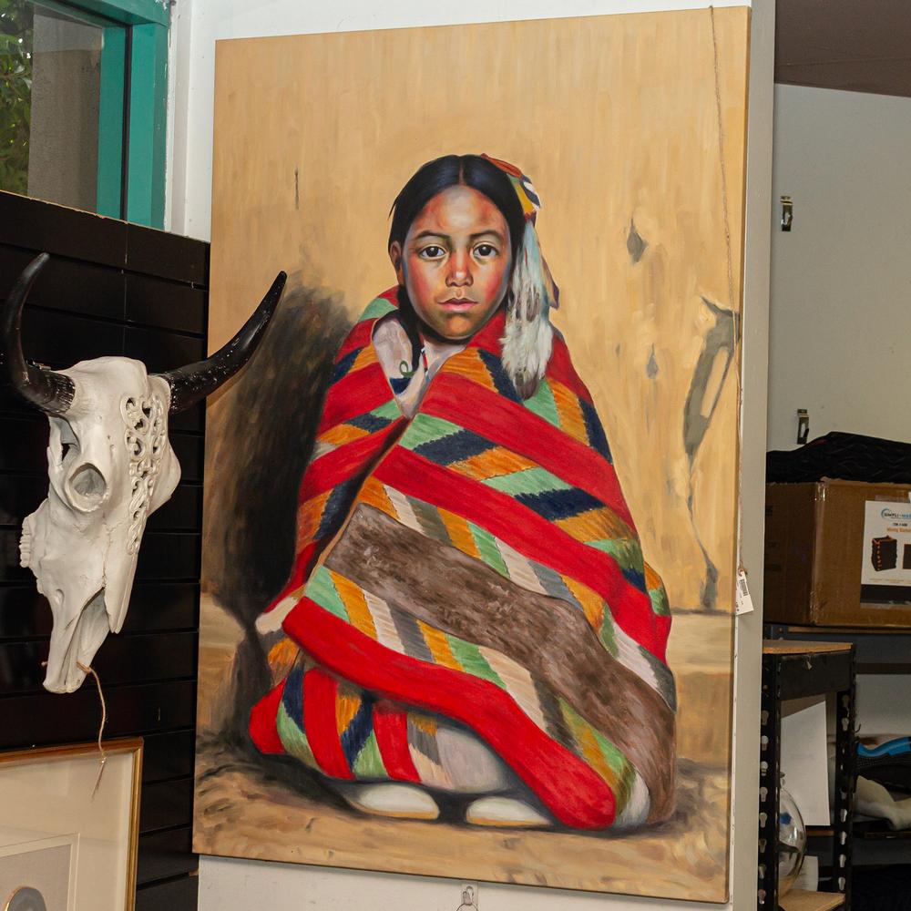 34x50 Girl In Blanket Wrap Original Art