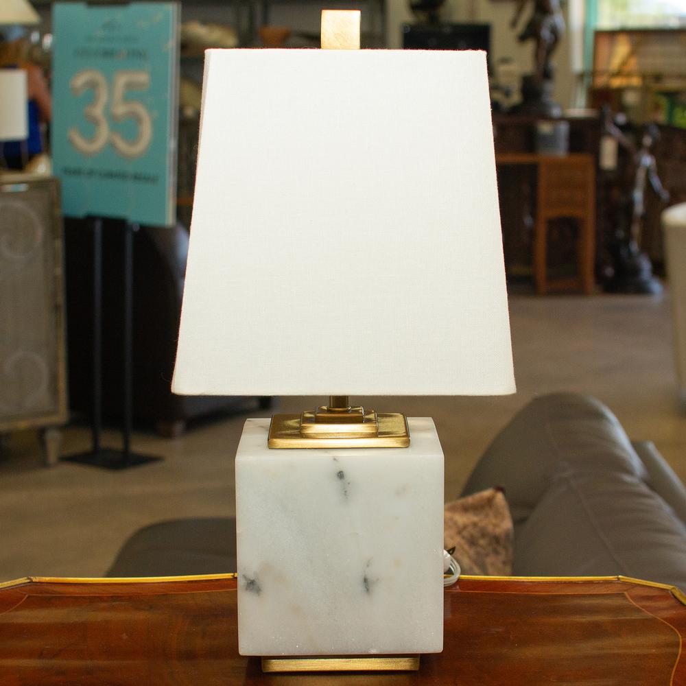 Currey And Company Anneiore White Marble And Brass Table Lamp