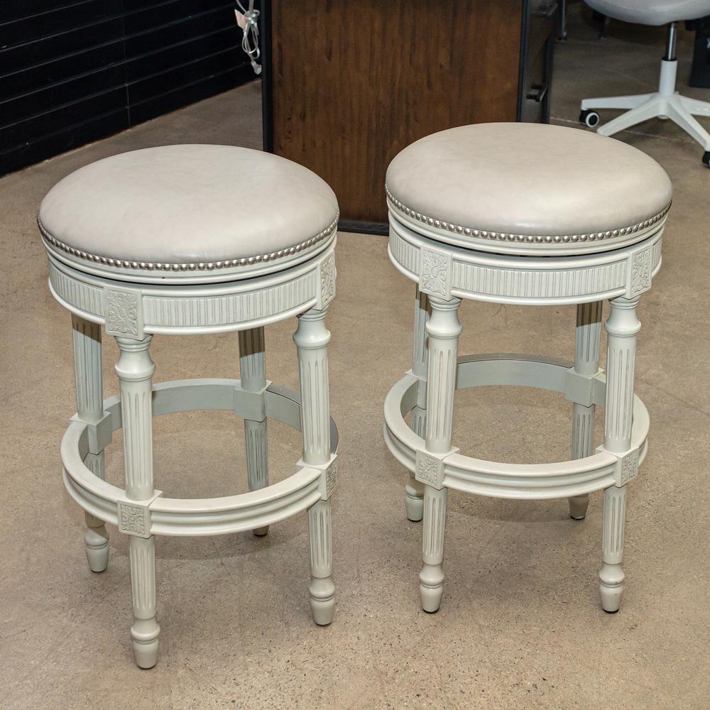Pair Of Frontgate Chapman Swivel Backless Bar Stools