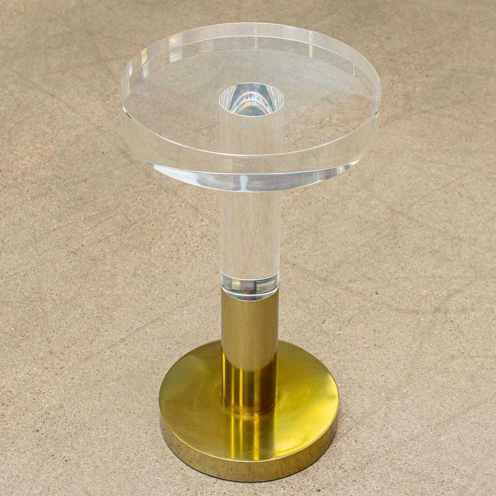 Hooker Small Modern Acrylic Brass End Table
