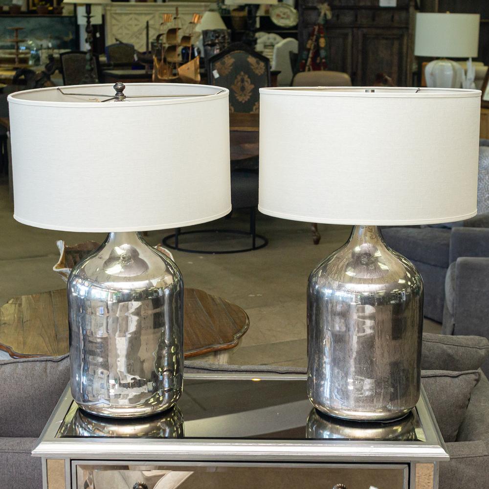 Pair Of Restoration Hardware Mercury Glass Lamps