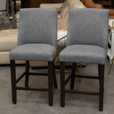 Restoration Hardware Grey Pair 1940s Barrel back Stools 