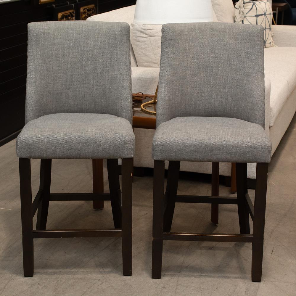 Restoration Hardware Grey Pair 1940s Barrel Back Stools