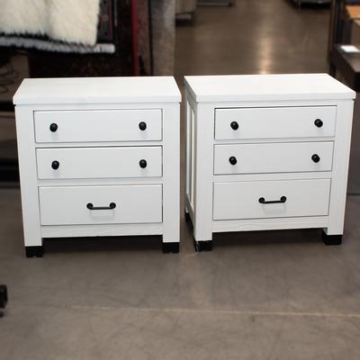 Harper White Springs Pair 3-Drawer Nightstands 